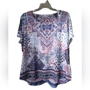 Unity World Wear Plus Hi-low Top Floral Paisley Size 3X